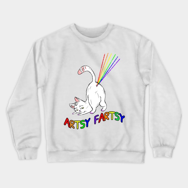 Artsy-Fartsy Cat Crewneck Sweatshirt by Barnyardy